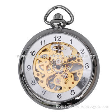 New Semi Automatic Stainless Steel Pocket Watch, OEM Services Available